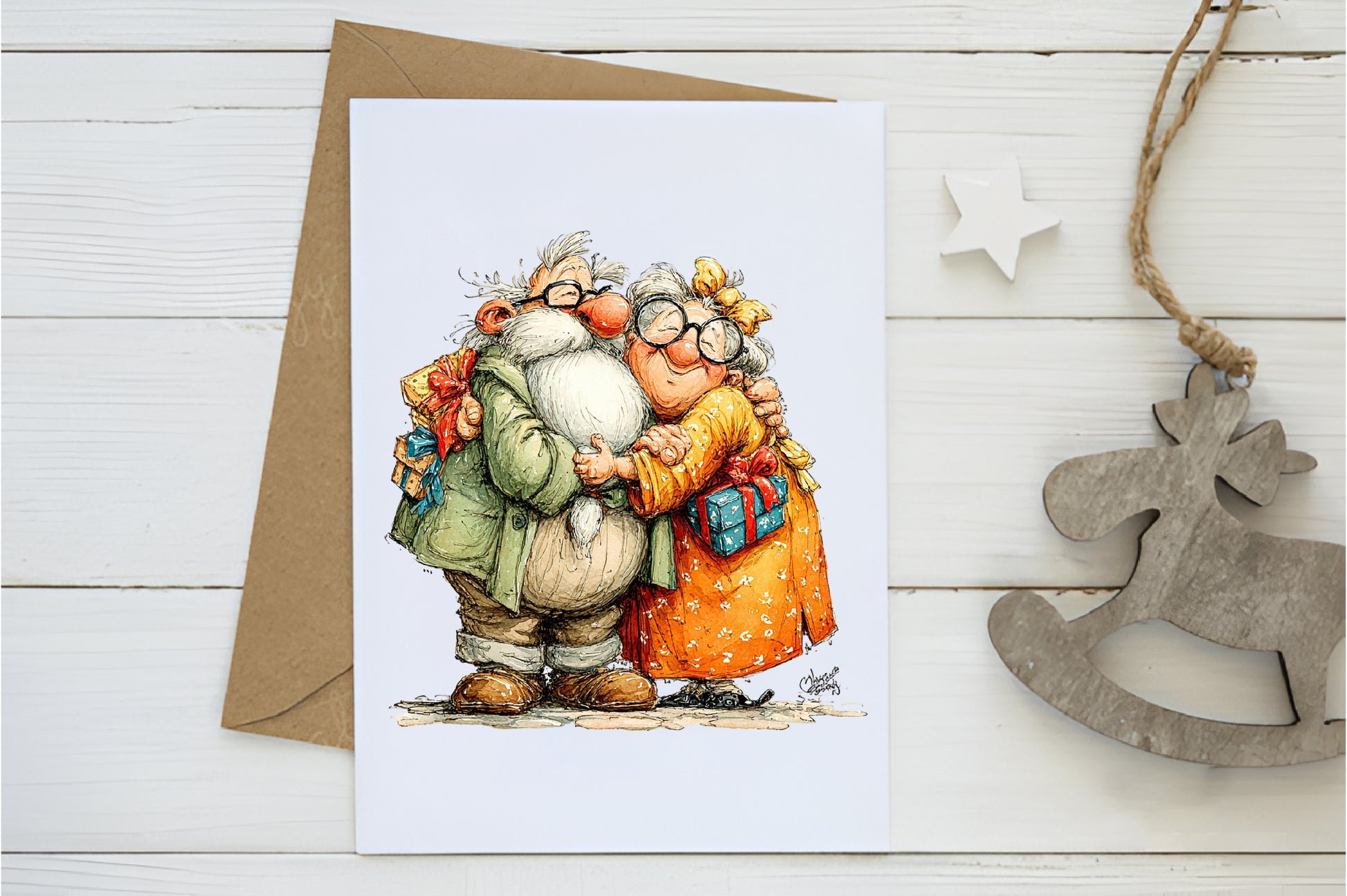 Retro Christmas Grandma Clipart PNG