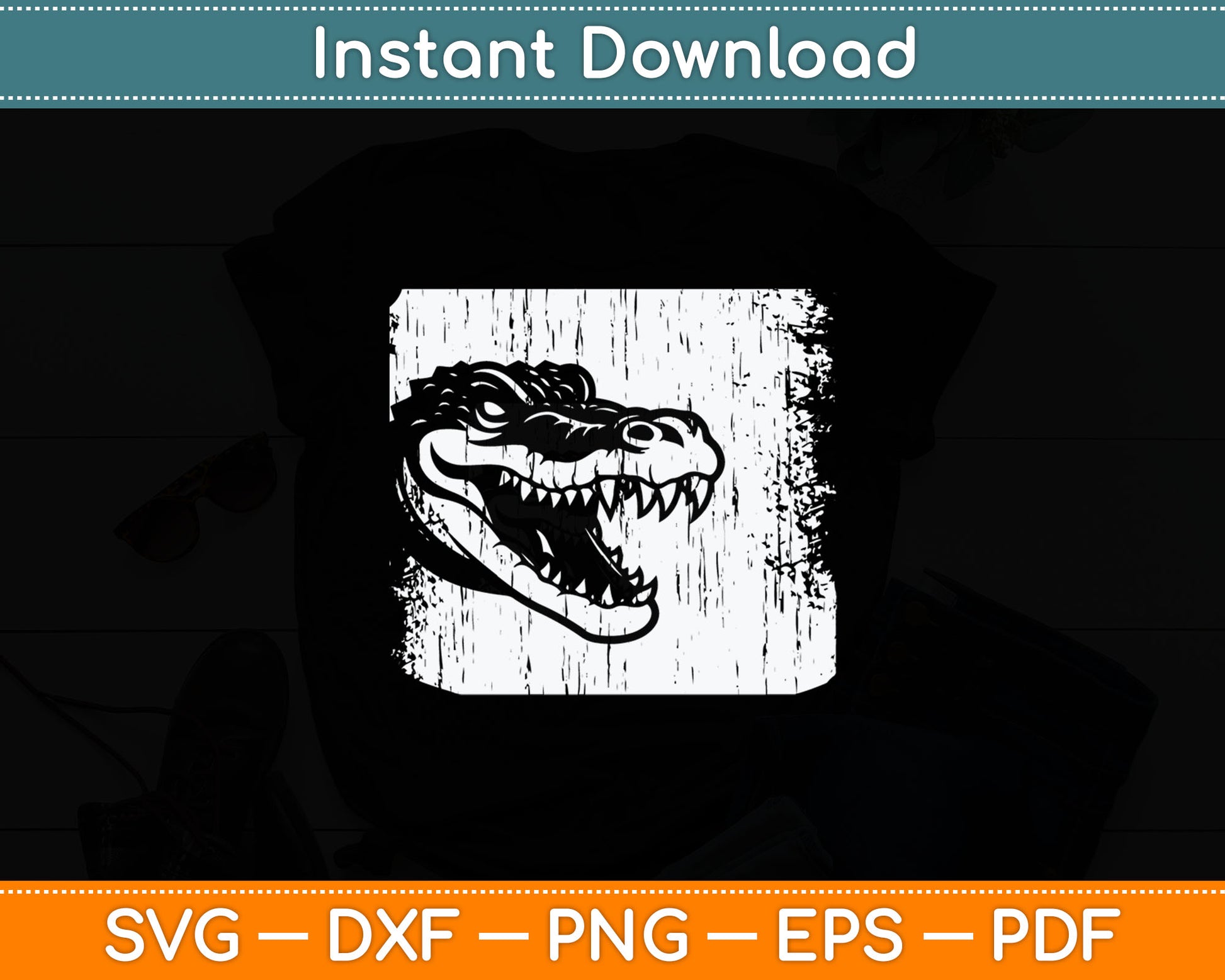 Vintage Retro Crocodile Svg Digital Cutting File