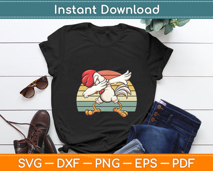 Retro Dabbing Rooster Chicken Funny Svg Png Dxf Digital Cutting File