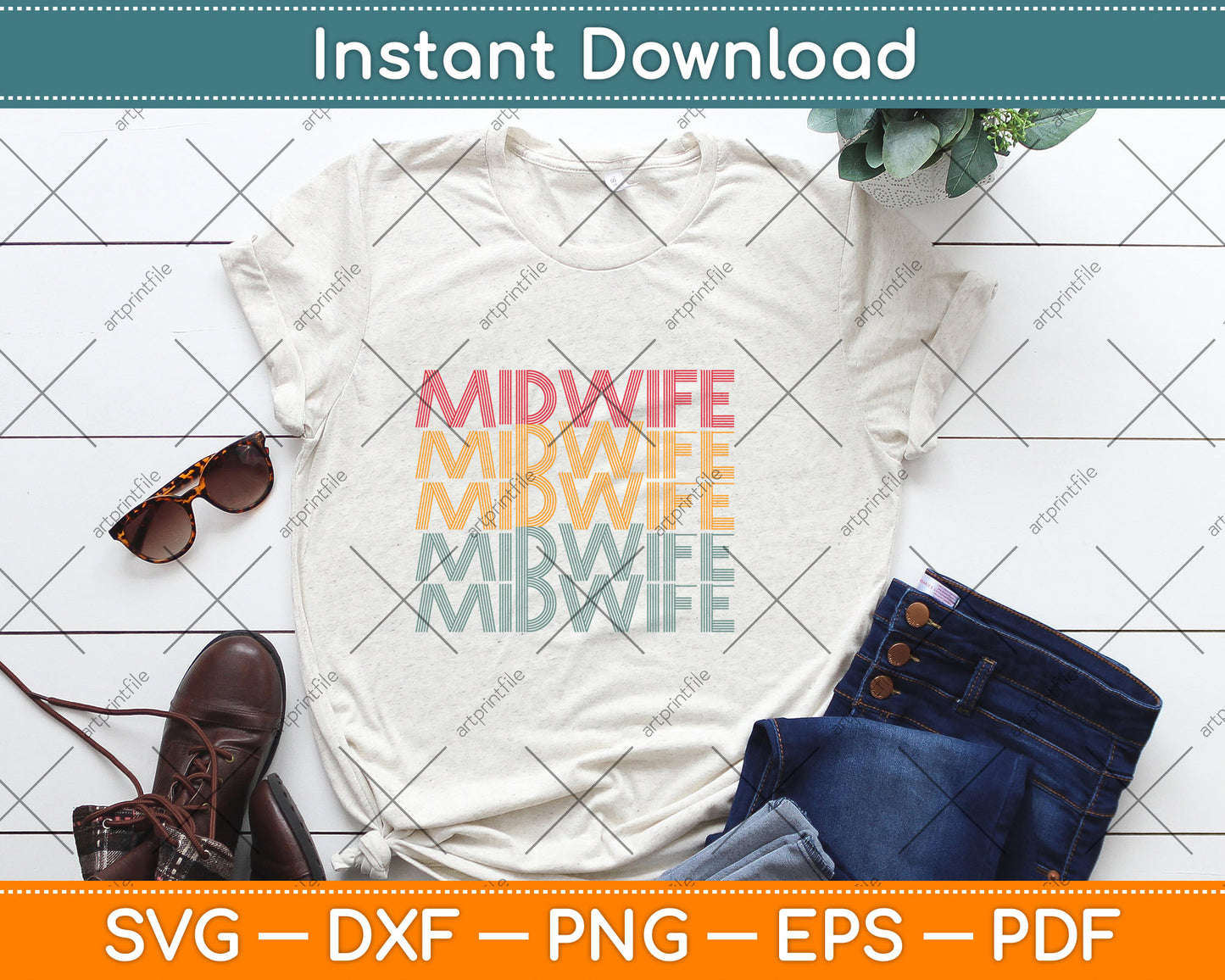 Retro Doula Birthing Support Baby Catcher Midwife Svg Digital Cutting File