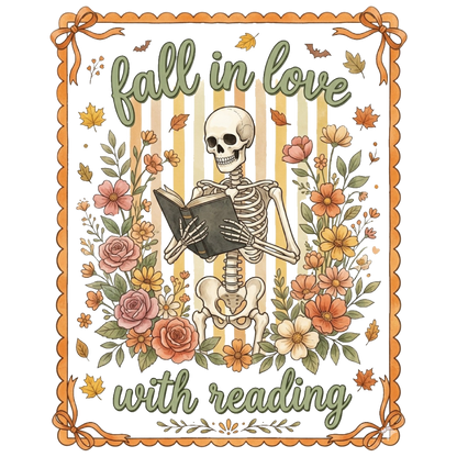 Retro Fall Reading Striped PNG