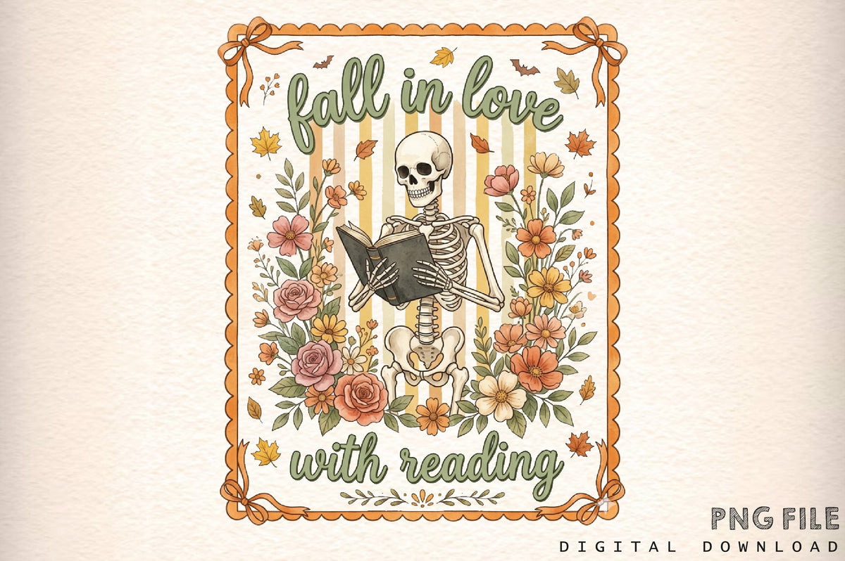 Retro Fall Reading Striped PNG