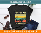 Retro First Of All I'm A Delight Funny Angry Raccoon Animal Svg Digital Cutting File