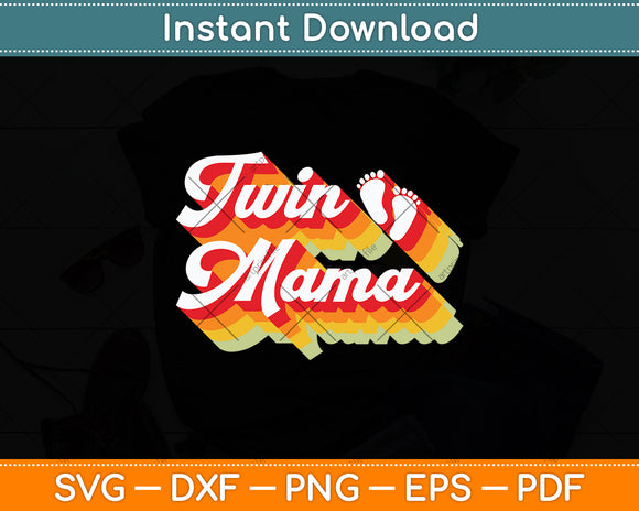 Retro Groovy Twin Mama Mothers Day Svg Digital Cutting File