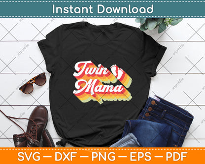Retro Groovy Twin Mama Mothers Day Svg Digital Cutting File