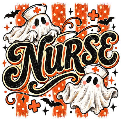 Retro Halloween Ghost Nurse PNG