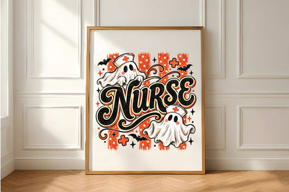 Retro Halloween Ghost Nurse PNG
