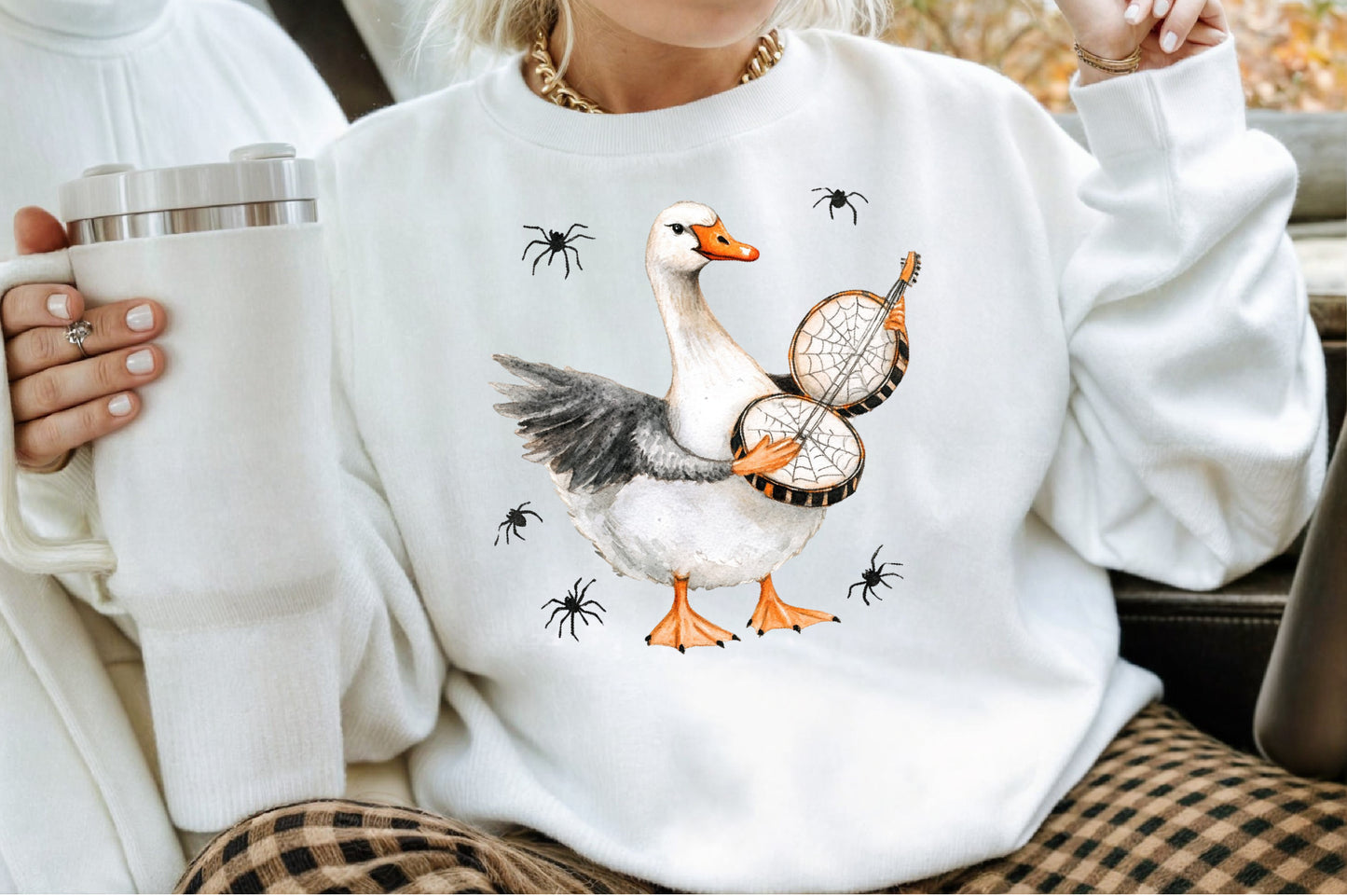 Retro Halloween Goose Watercolor Clipart Spooky PNG Bundle 43 Designs