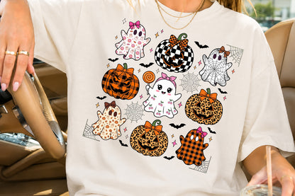 Cute Halloween Pumpkin Ghost Bow PNG Bundle Spooky Fall Clipart