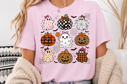 Cute Halloween Pumpkin Ghost Bow PNG Bundle Spooky Fall Clipart
