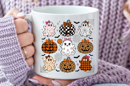Cute Halloween Pumpkin Ghost Bow PNG Bundle Spooky Fall Clipart