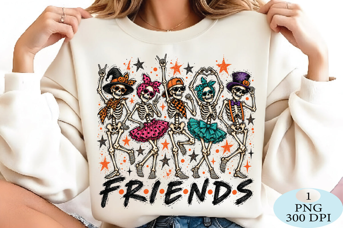 Retro Halloween Skeleton Friends Funny PNG