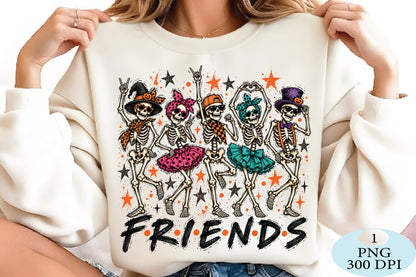 Retro Halloween Skeleton Friends Funny PNG