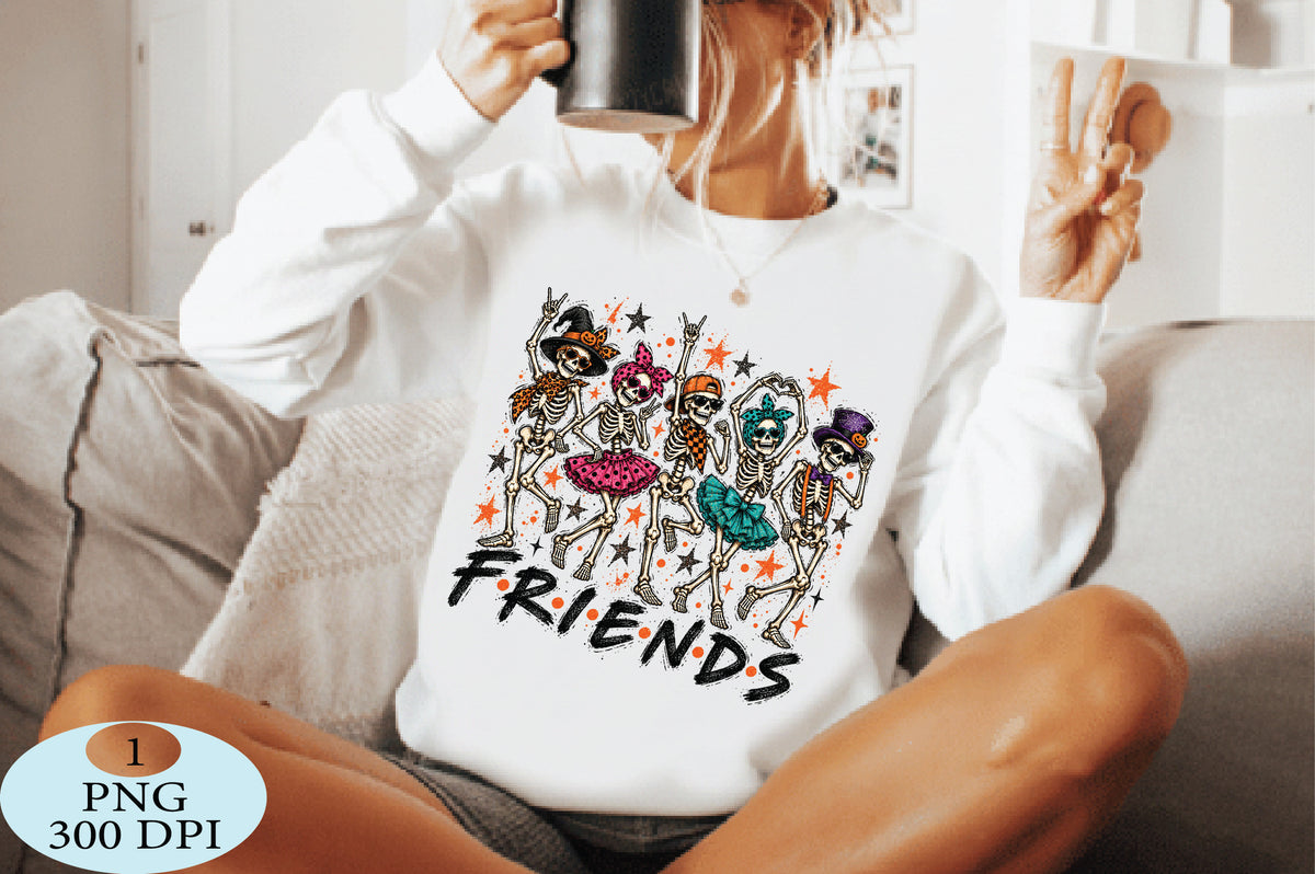 Retro Halloween Skeleton Friends Funny PNG