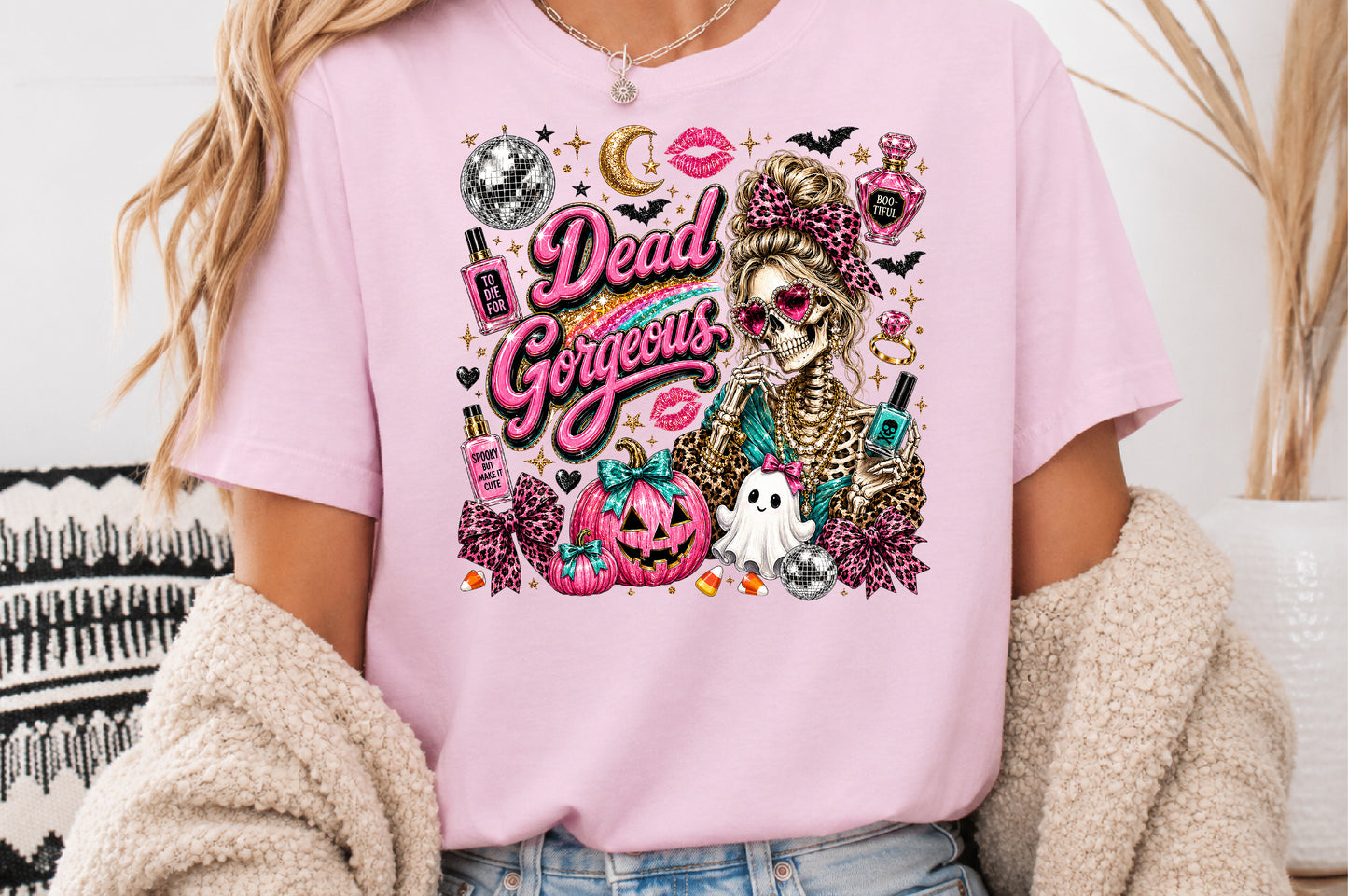 Ribbon Girls Night Halloween Skeleton Sublimation PNG