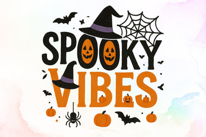 Retro Halloween Spooky Vibes PNG Sublimation Design