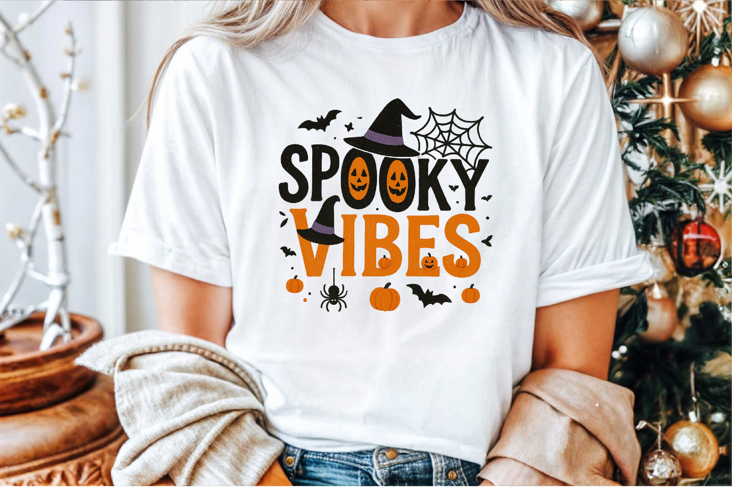 Retro Halloween Spooky Vibes PNG Sublimation Design