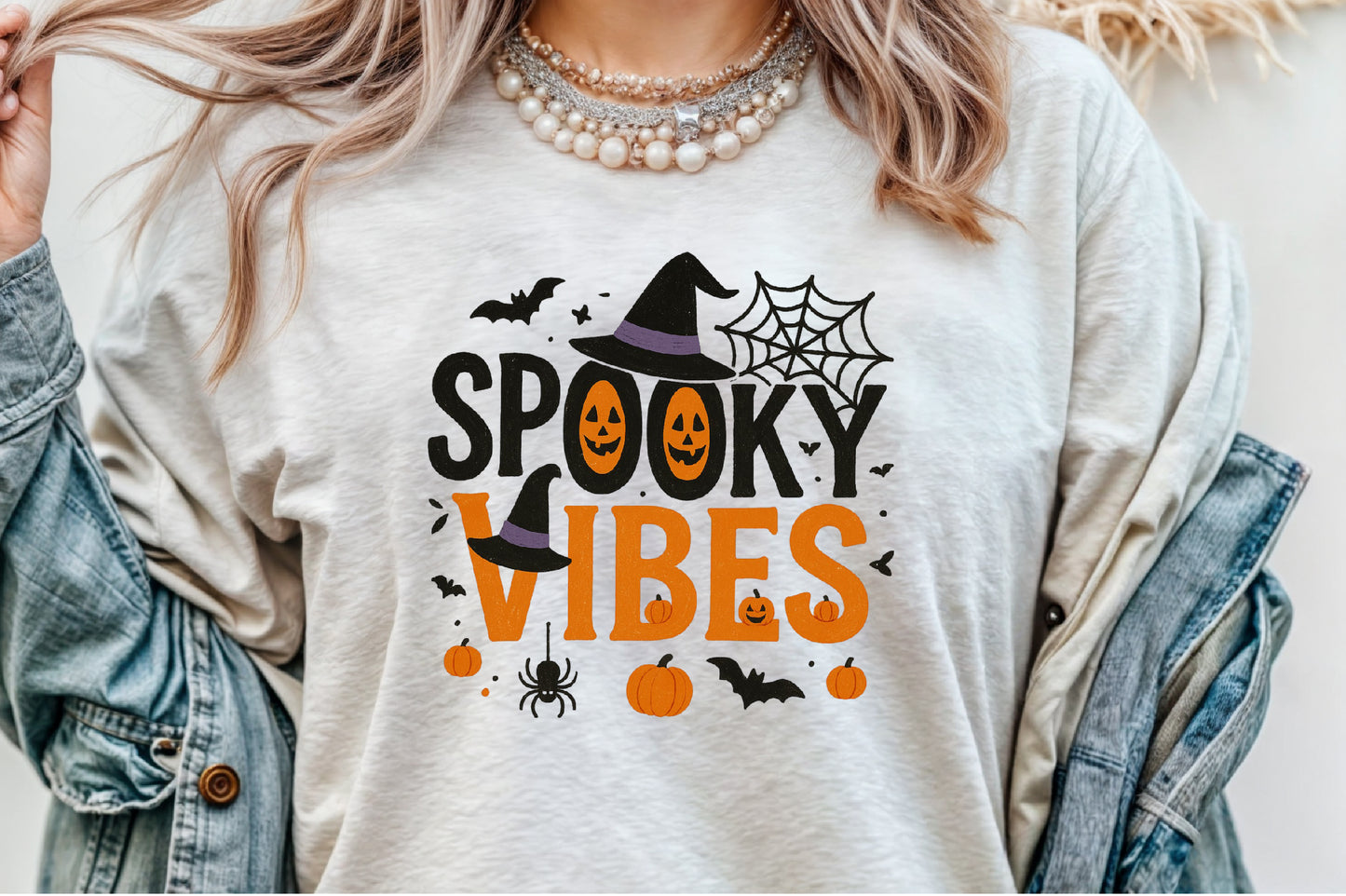 Retro Halloween Spooky Vibes PNG Sublimation Design