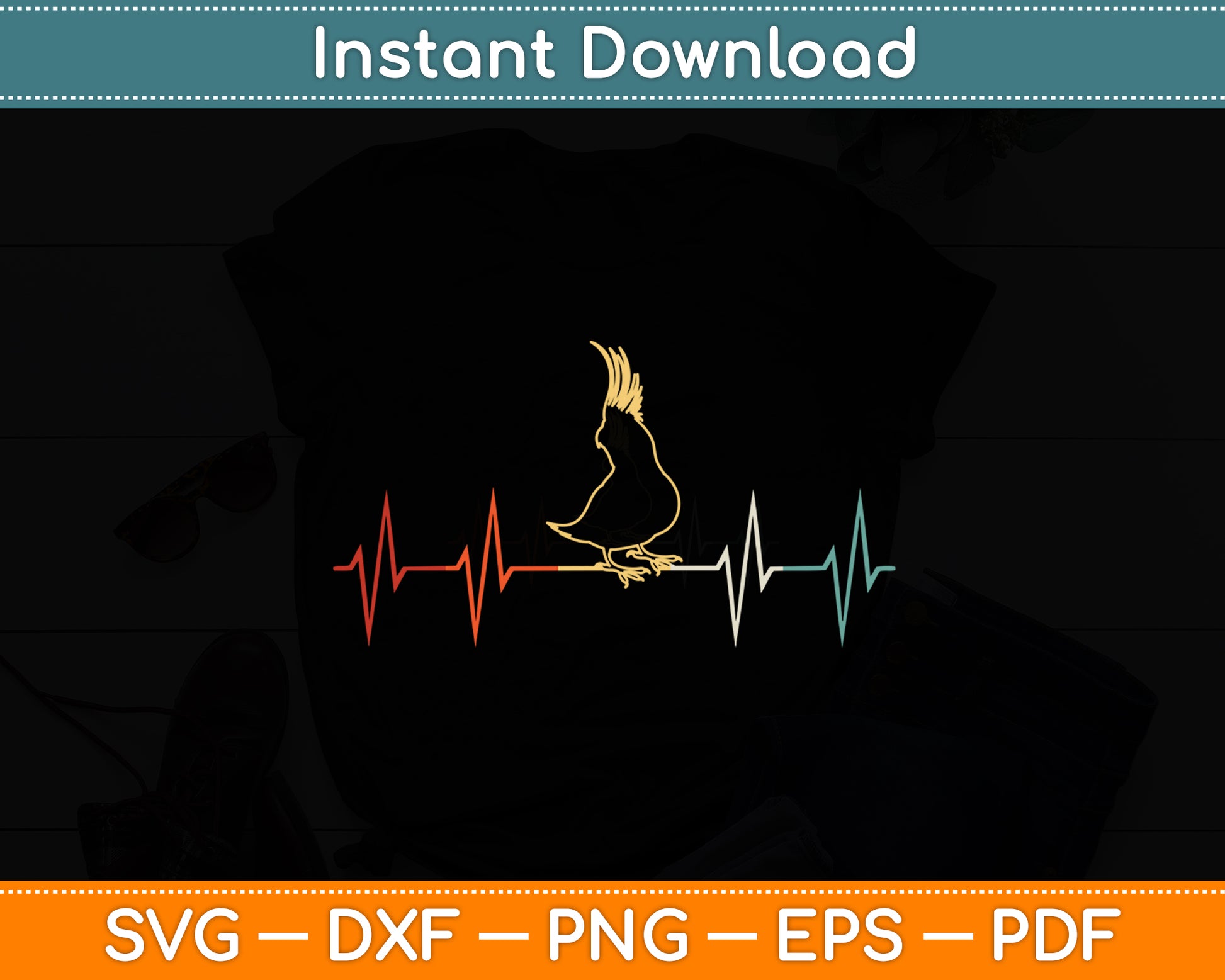 Retro Heartbeat Parrot Lover Funny Svg Digital Cutting File