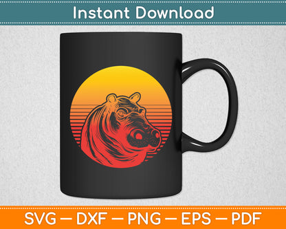 Retro Hippo Animal Lover Svg Png Dxf Digital Cutting File
