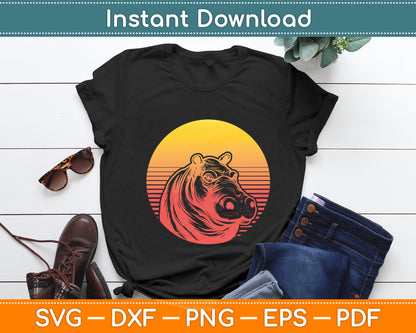 Retro Hippo Animal Lover Svg Png Dxf Digital Cutting File
