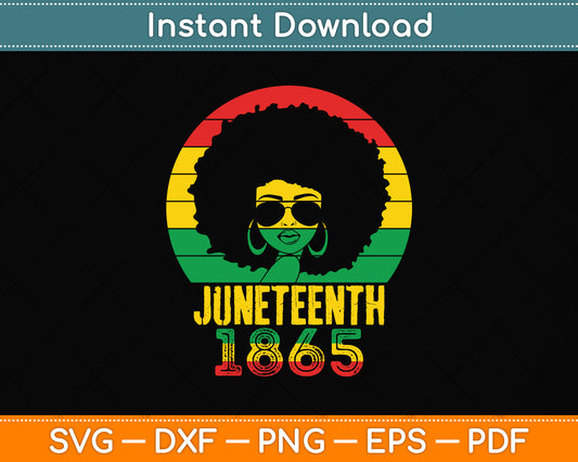 Retro Juneteenth Day 1865 Afro Melanin Black Women Svg Png Dxf Digital Cutting File