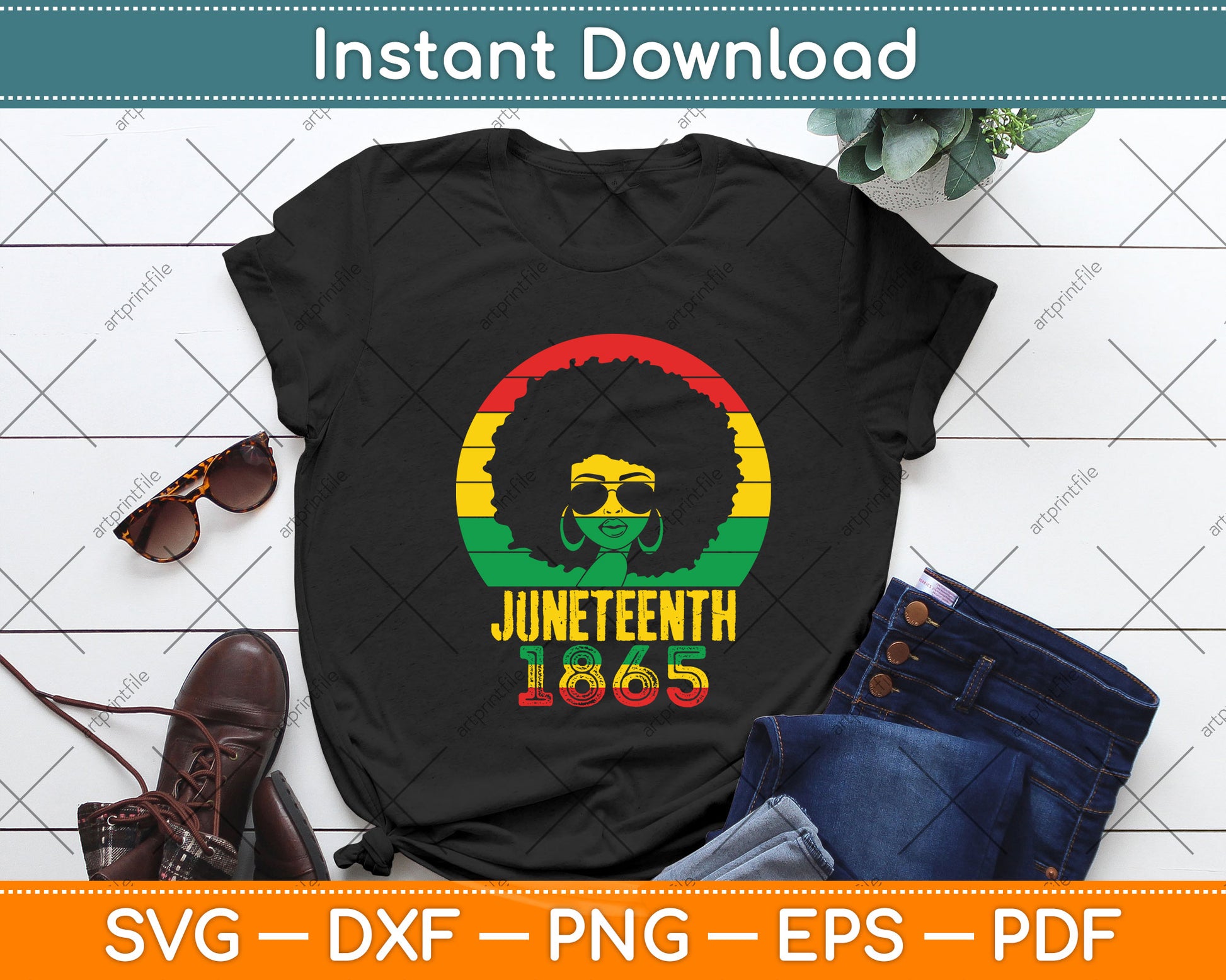 Retro Juneteenth Day 1865 Afro Melanin Black Women Svg Png Dxf Digital Cutting File