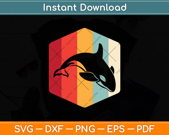 Retro Killer Whale Svg Png Dxf Digital Cutting File