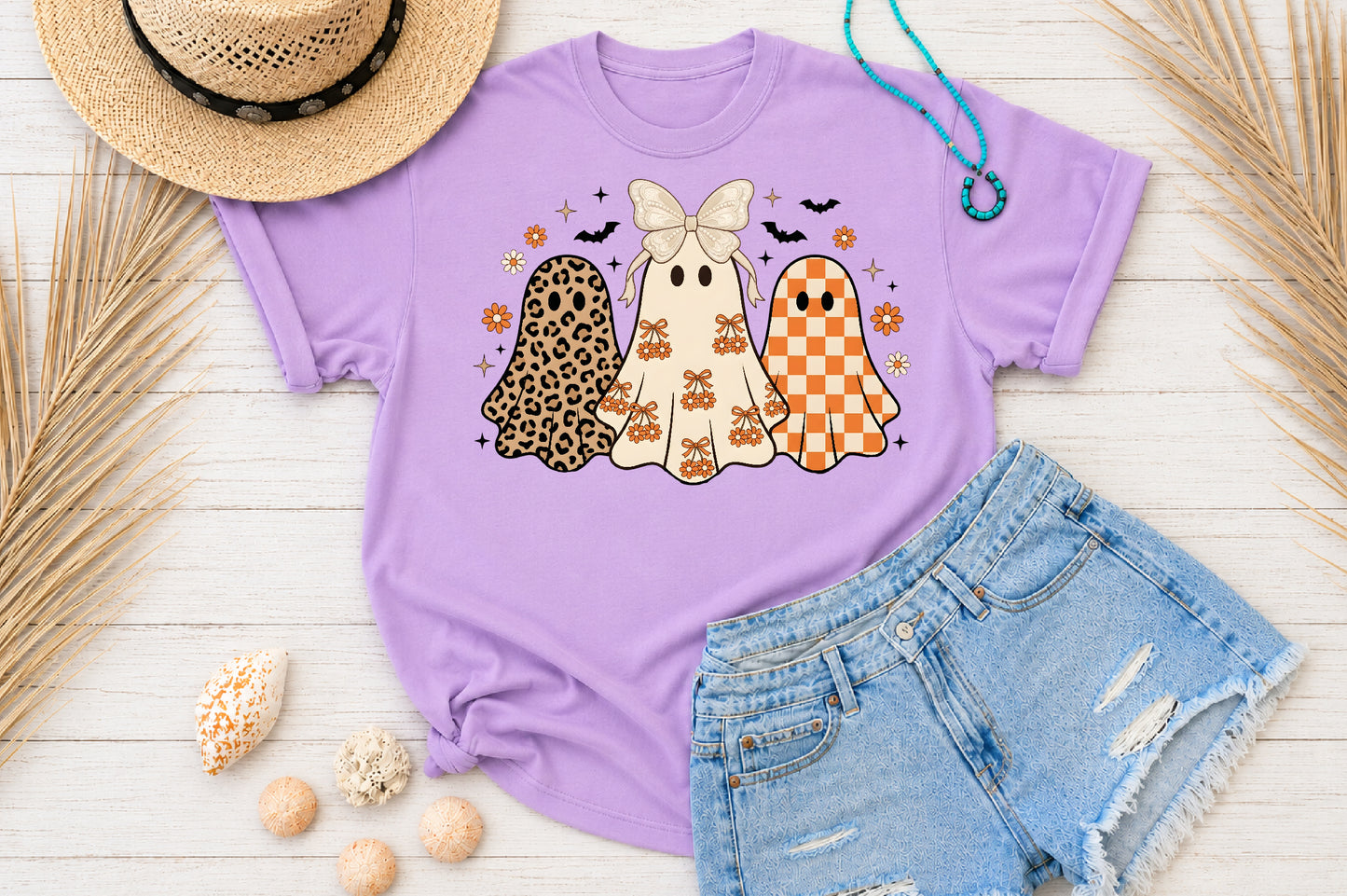 Retro Leopard Ghost PNG Coquette Halloween Sublimation Cute Spooky Design