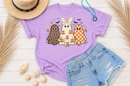Retro Leopard Ghost PNG Coquette Halloween Sublimation Cute Spooky Design