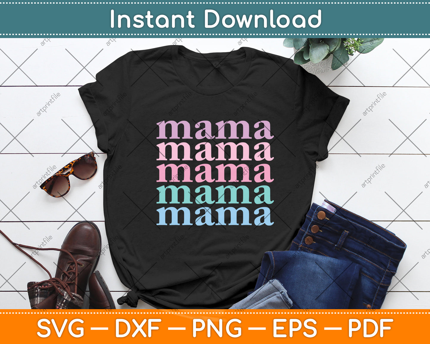 Retro Mama Mothers Day Svg Digital Cutting File