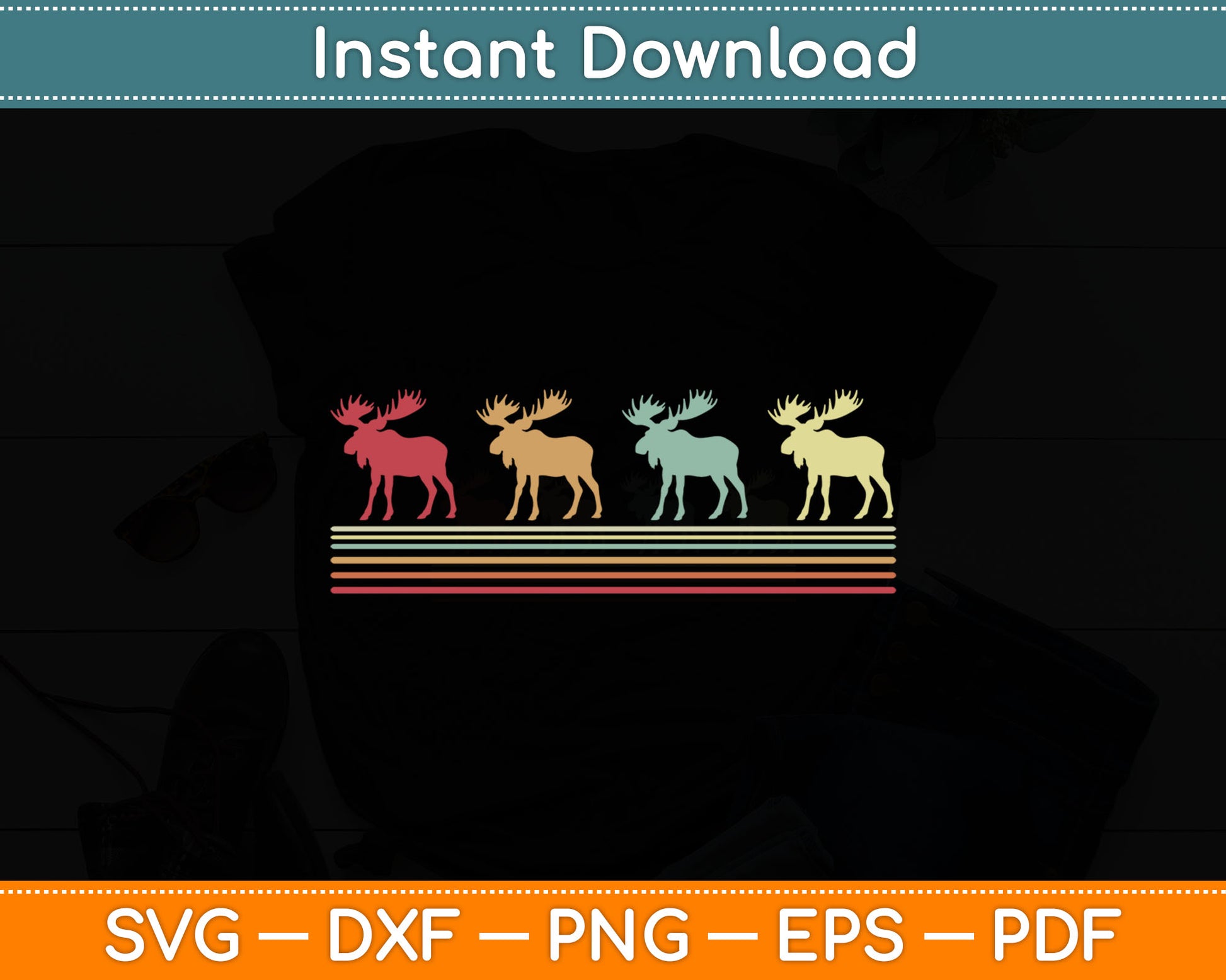 Retro Moose Lover Funny Moose Vintage Svg Digital Cutting File
