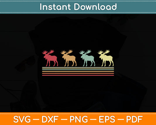 Retro Moose Lover Funny Moose Vintage Svg Digital Cutting File