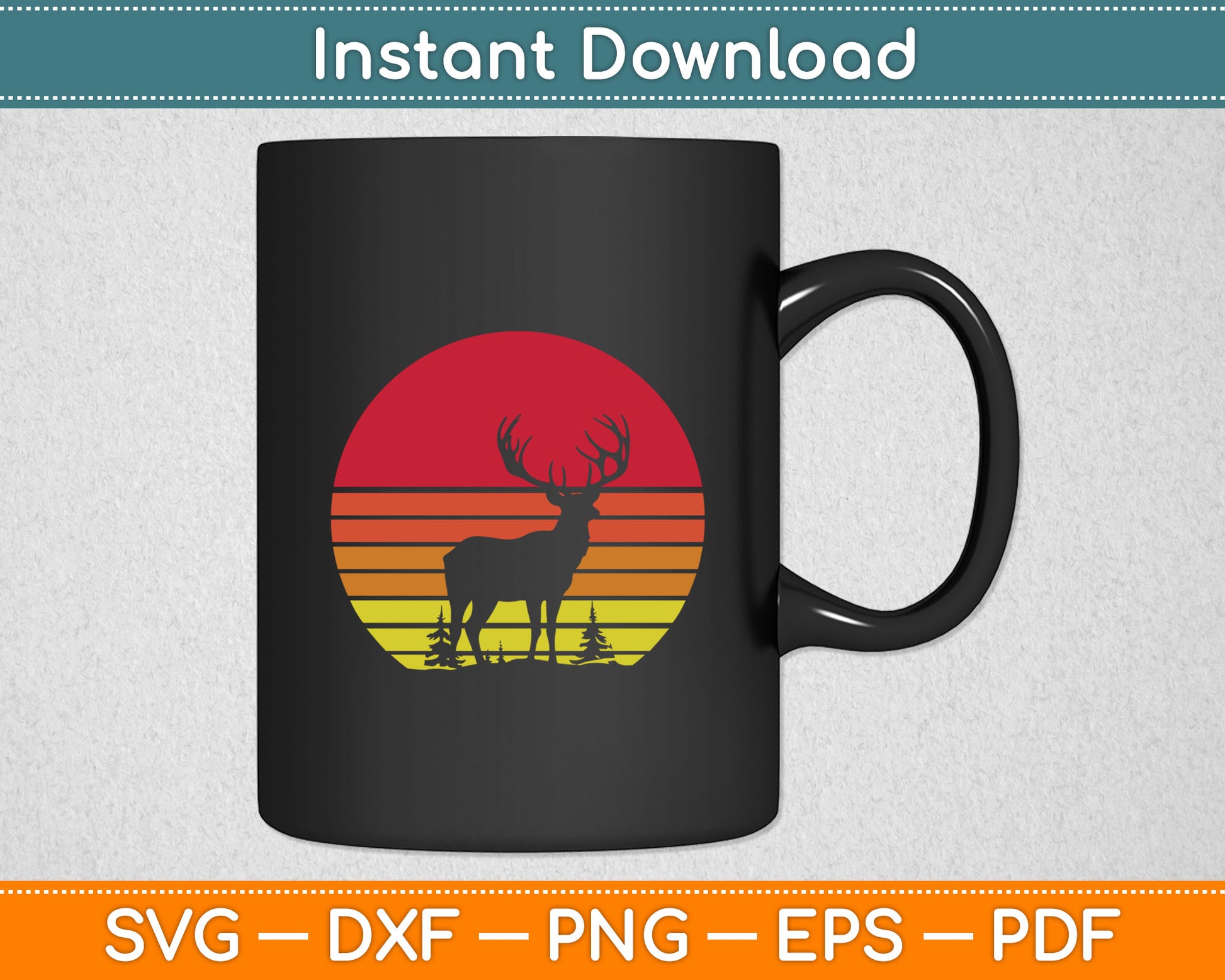 Retro Moose Silhouette Svg Digital Cutting File
