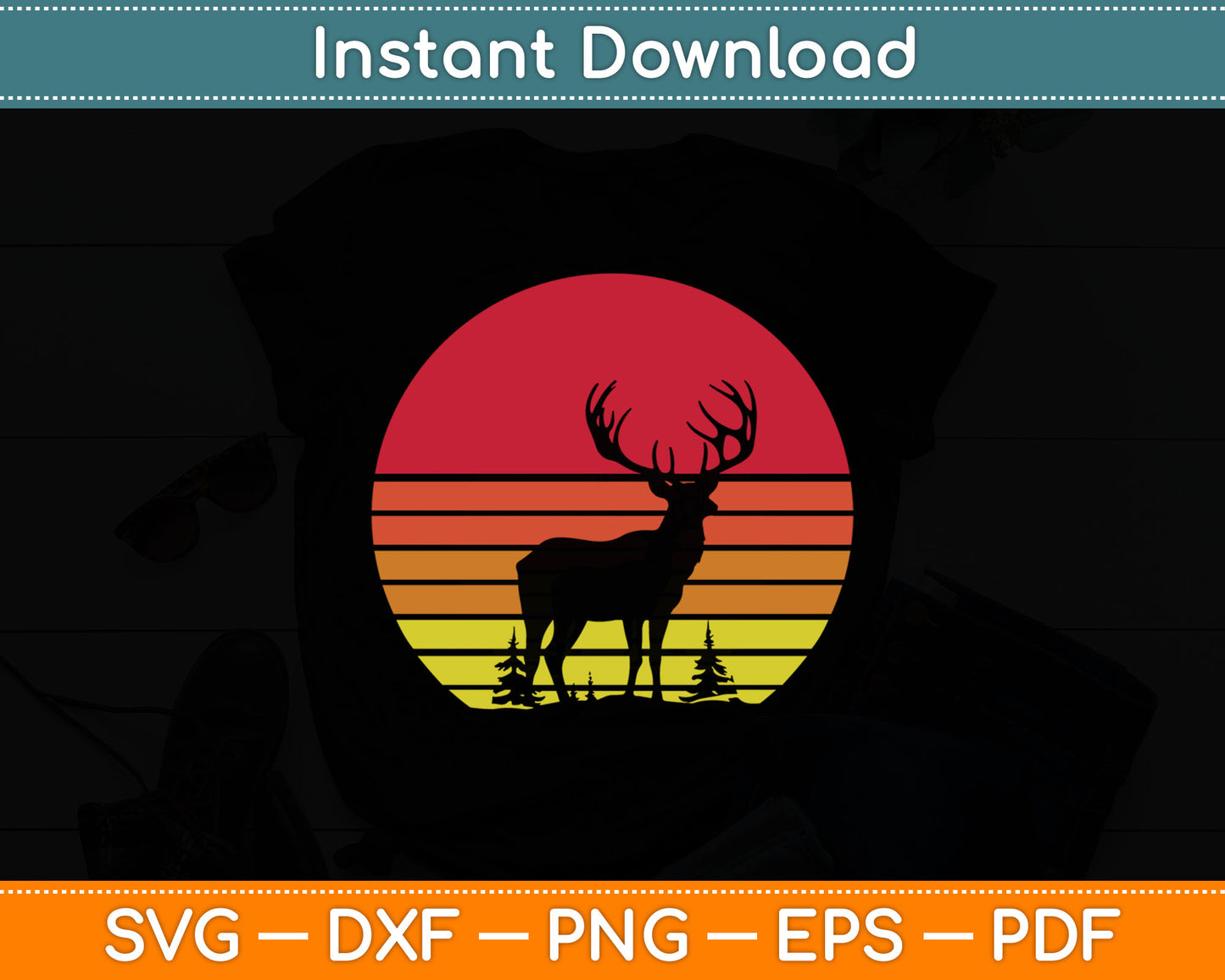 Retro Moose Silhouette Svg Digital Cutting File