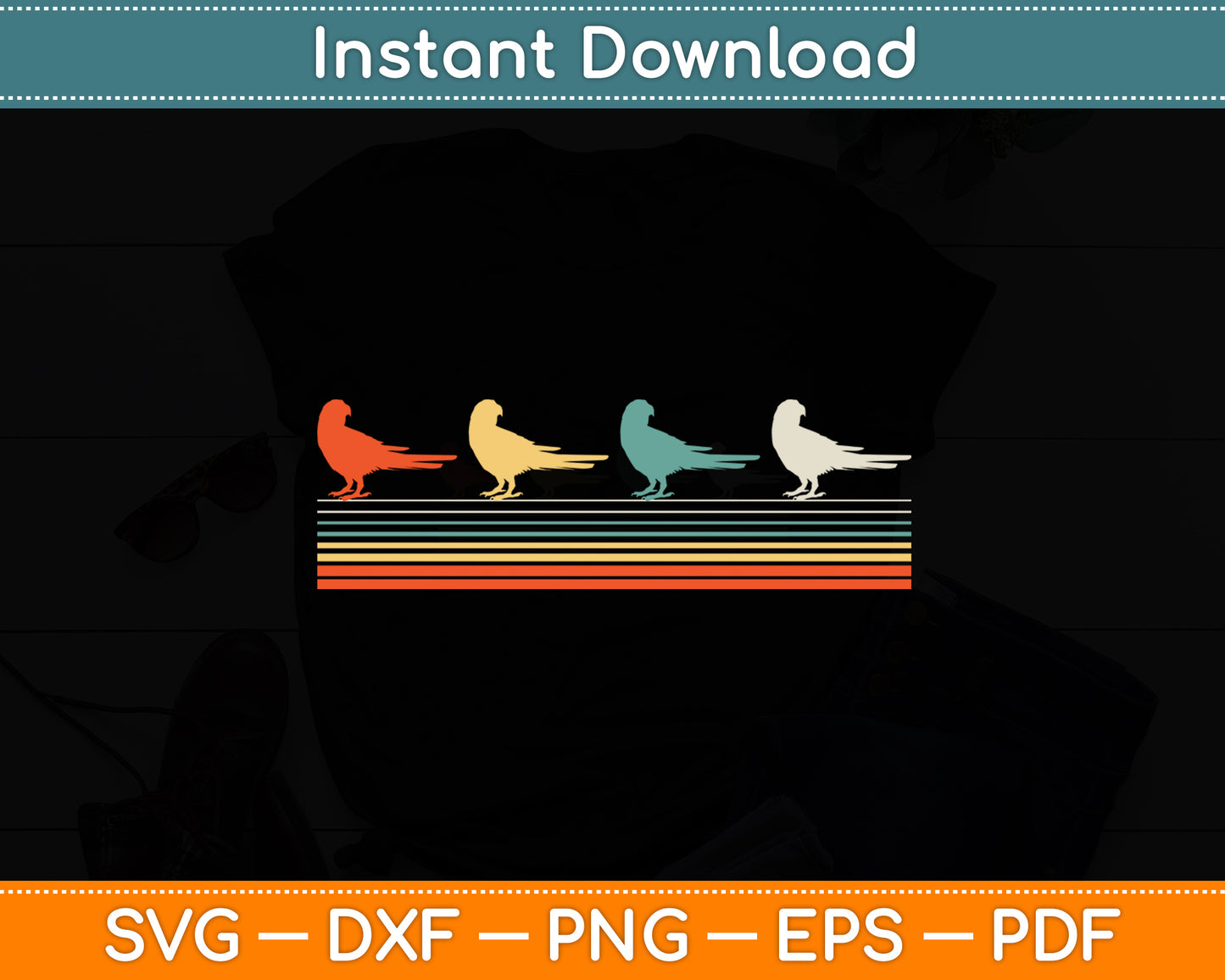 Retro Parrot Lover Parrot Vintage Funny Svg Digital Cutting File