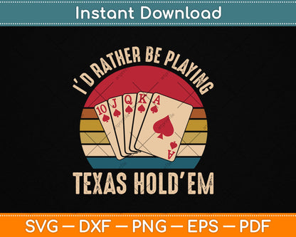 Retro Poker Player Texas Hold'em Poker Game Royal Flush Svg Digital Cutting File