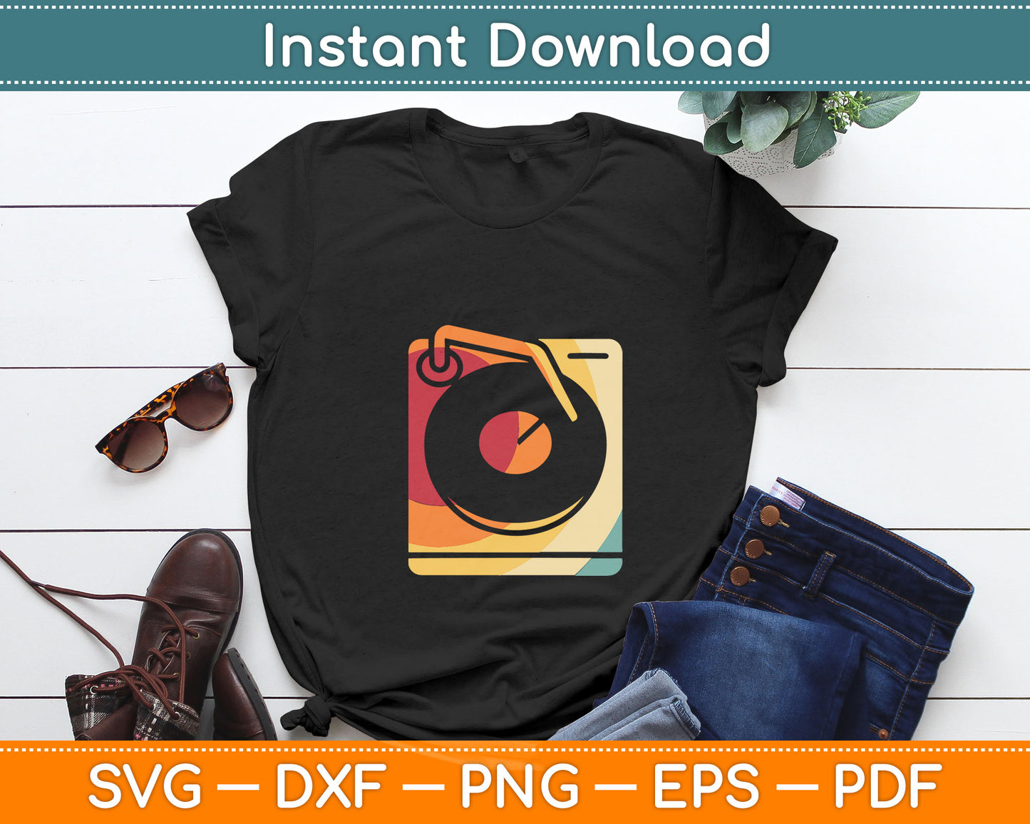 Retro Record Player Turntable Cute Music Lover Svg Digital Cutting File