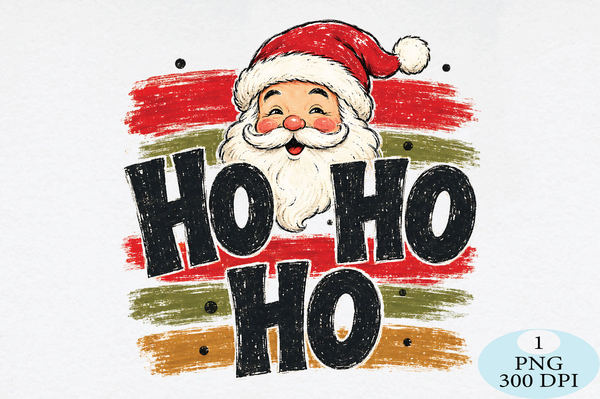Retro Santa Ho Ho Ho Christmas PNG Vintage Santa Sublimation