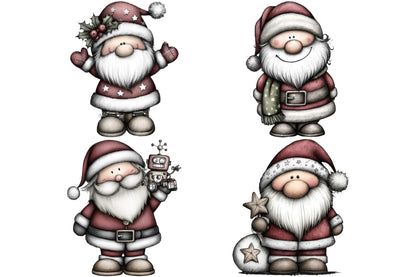 Retro Santa Christmas Clipart PNG Bundle