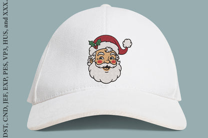 Retro Santa Embroidery Design – Vintage Christmas Santa Claus Machine Embroidery Pattern, Classic Holiday Embroidery Design