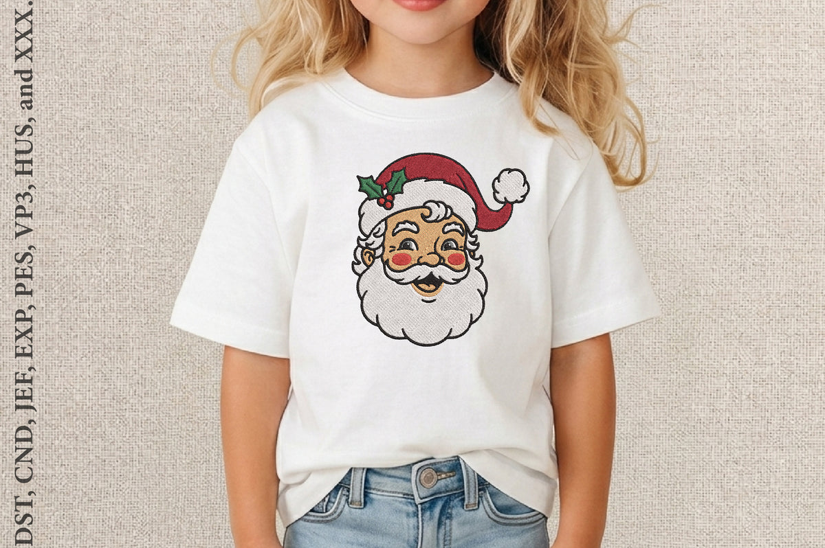Retro Santa Embroidery Design – Vintage Christmas Santa Claus Machine Embroidery Pattern, Classic Holiday Embroidery Design
