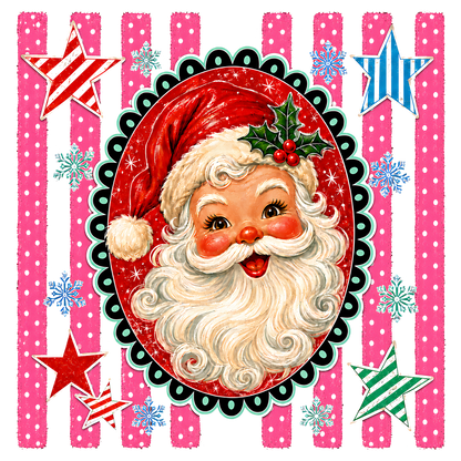 Retro Santa Portrait Christmas PNG