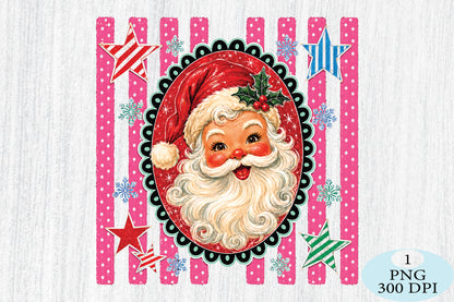 Retro Santa Portrait Christmas PNG