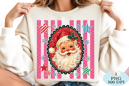 Retro Santa Portrait Christmas PNG
