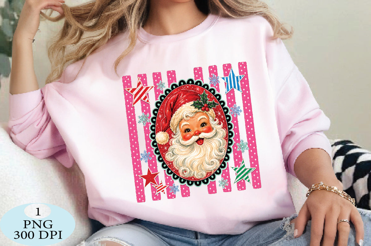 Retro Santa Portrait Christmas PNG