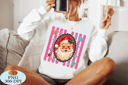 Retro Santa Portrait Christmas PNG