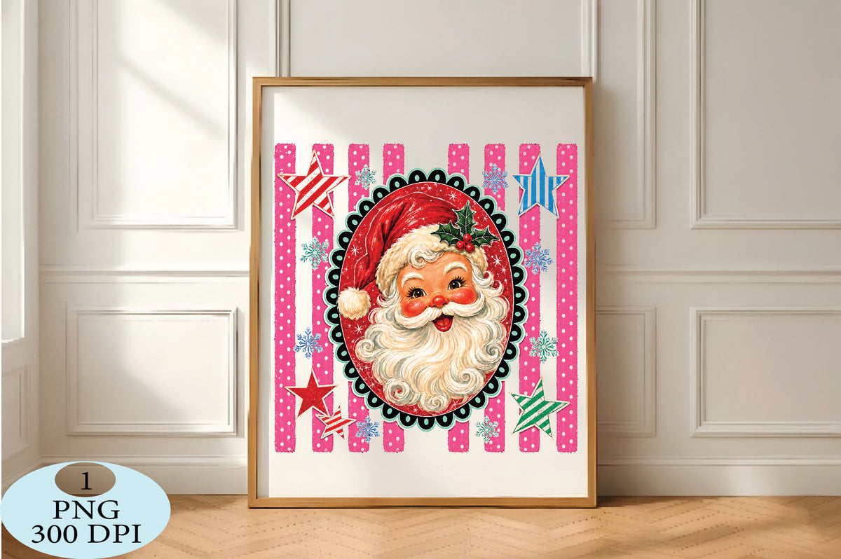 Retro Santa Portrait Christmas PNG