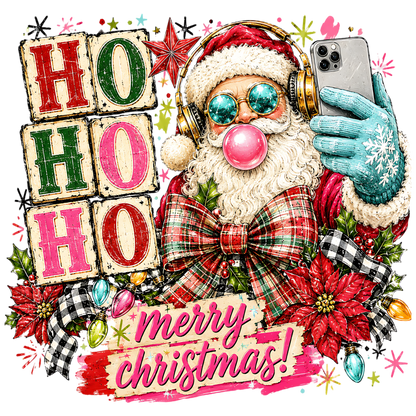 Retro Santa Selfie Christmas PNG