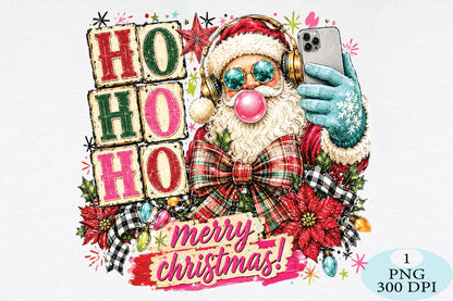 Retro Santa Selfie Christmas PNG